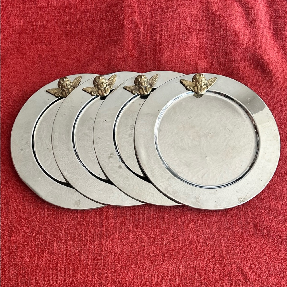 Vintage Dom Christian Koban Chargers with Cherub Ornaments (Set of 4)